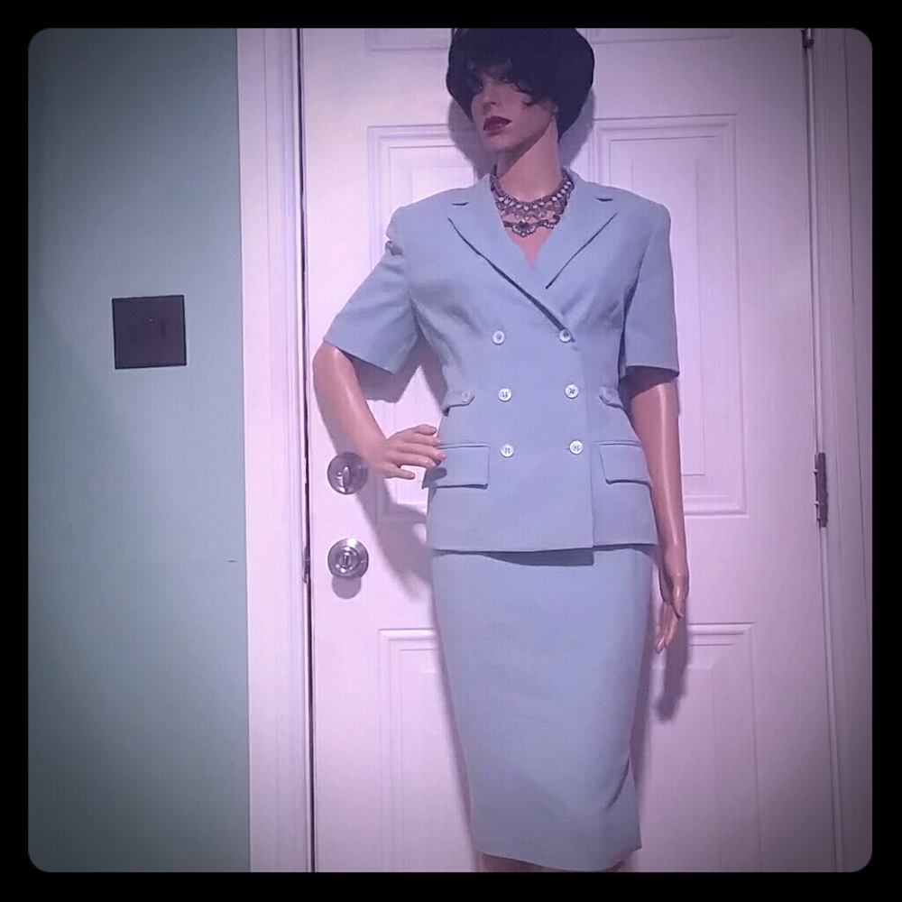 WOW! BADGLEY MISCHKA WOOL SILK LINING 8 ALL SEASONS SKIRT SUIT USA